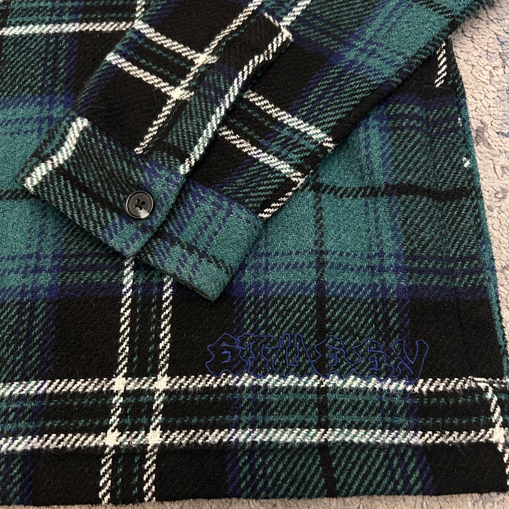 Stüssy Brushed Wool Plaid Zip Shirt 9/10