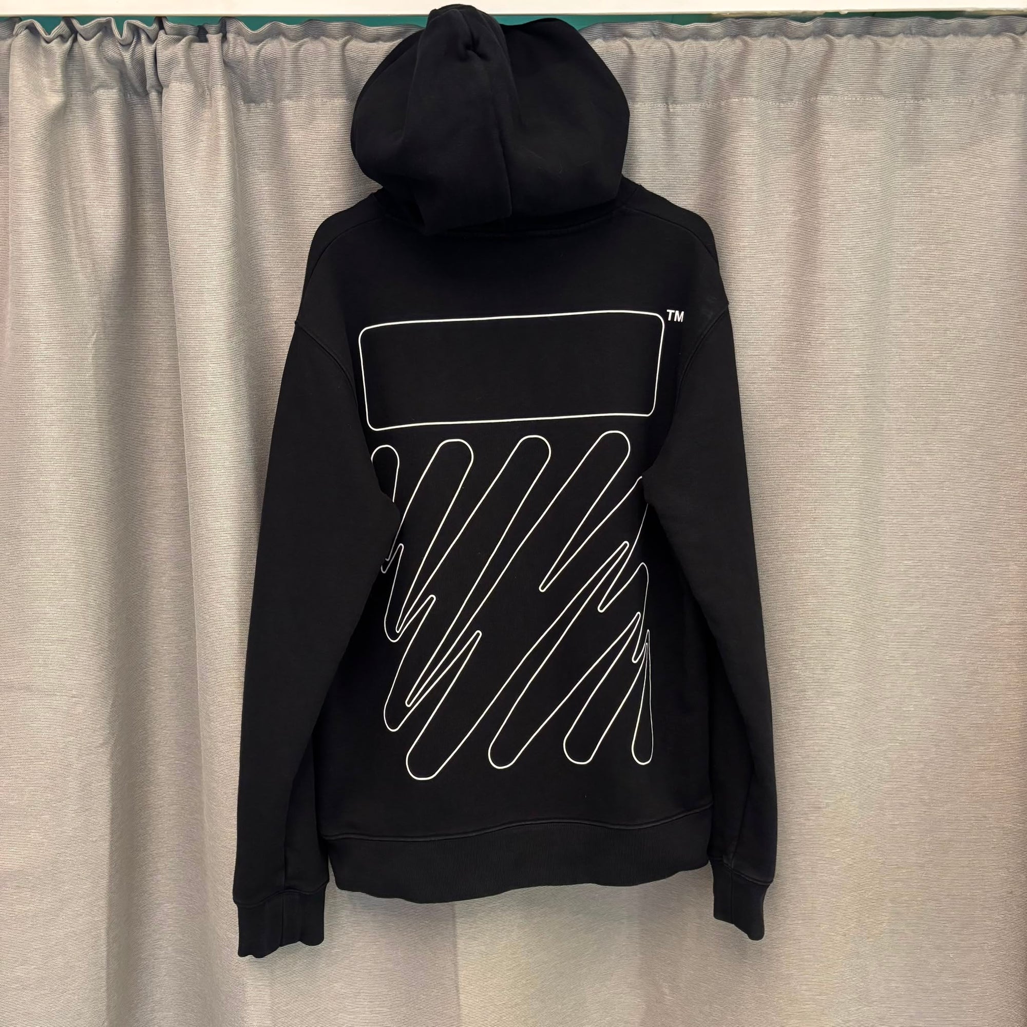 Off-White Wave Outline Diagonal Hoodie Black