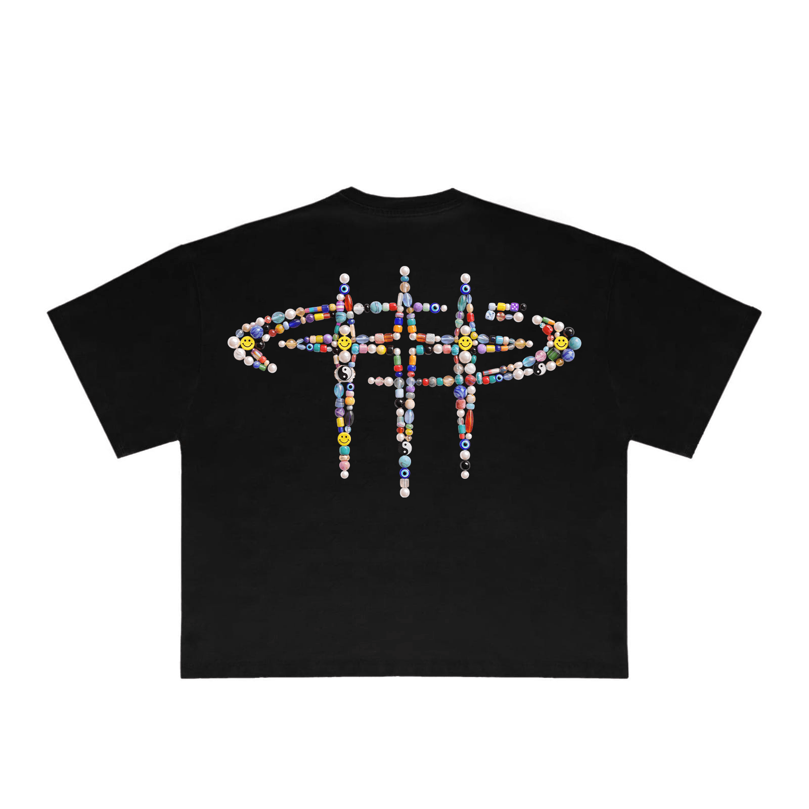 On My Way Beads Tee Black
