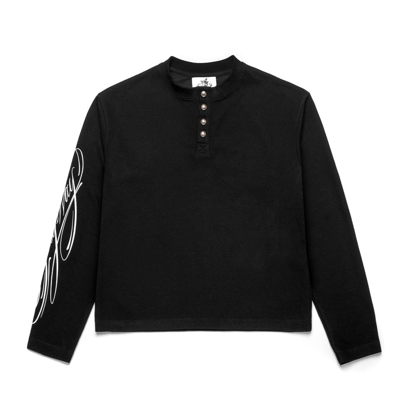 On My Way Serafino Waffle Longsleeve Black