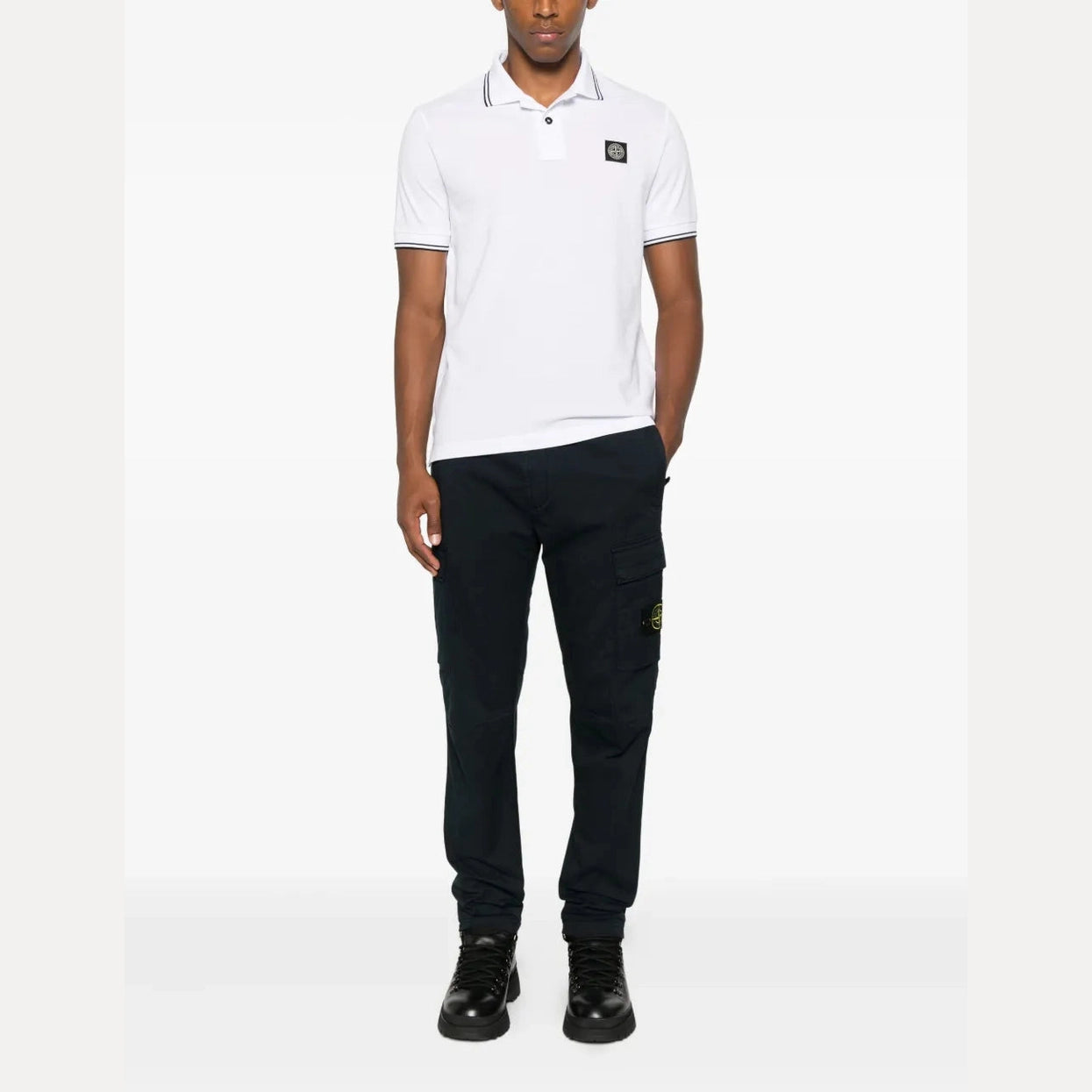Stone Island Polo White Black