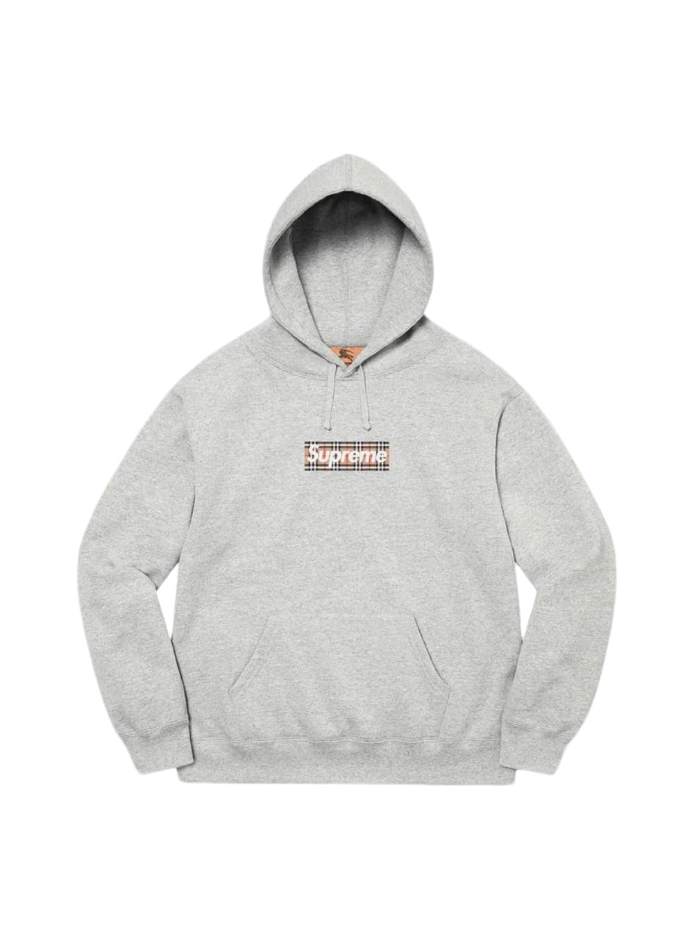 Supreme Burberry Box Logo Hooded Sweatshirt Heather Grey